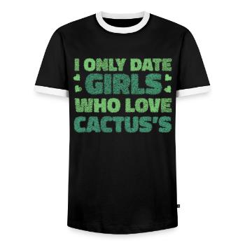 Cactus Garden Drôle - T-shirt contrasté Homme - noir/blanc - Devant - AI Model Female 172 light (172cm) & AI Model Male 178 light (178cm)