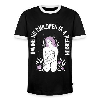 Hysterectomy Flowers Hysterectomy - Men's Ringer Shirt - black/white - Front - AI Model Female 172 light (172cm) & AI Model Male 178 light (178cm)