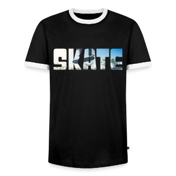 Skateboarding - Men's Ringer Shirt - black/white - Front - AI Model Female 172 light (172cm) & AI Model Male 178 light (178cm)