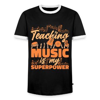 Music Teacher Music Teacher - Men's Ringer Shirt - black/white - Front - AI Model Female 172 light (172cm) & AI Model Male 178 light (178cm)