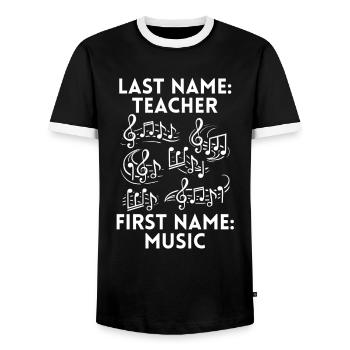 Musiklehrer Musik Lehrer Notenschlüssel - Männer Kontrast-T-Shirt - Schwarz/Weiß - Vorne - AI Model Female 172 light (172cm) & AI Model Male 178 light (178cm)