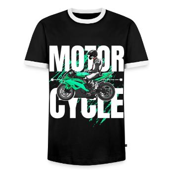 Motorcycle Lifestyle / Motorcycle / Motorcycles biker - Men's Ringer Shirt - black/white - Front - AI Model Female 172 light (172cm) & AI Model Male 178 light (178cm)