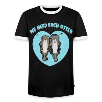 Wir Brauchen Jeden Otter | Otter-liebhaber Shirt - Männer Kontrast-T-Shirt - Schwarz/Weiß - Vorne - AI Model Female 172 light (172cm) & AI Model Male 178 light (178cm)
