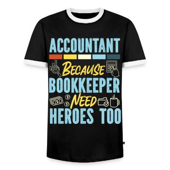 Accountant Bookkeeper Accounting - Men's Ringer Shirt - black/white - Front - AI Model Female 172 light (172cm) & AI Model Male 178 light (178cm)