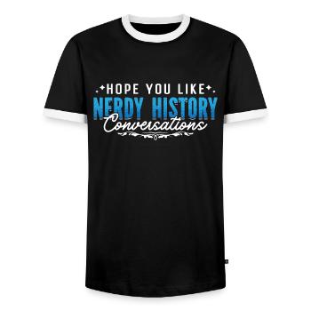 Historien J’espère que vous aimez Professeur d’histoire Historiens - T-shirt contrasté Homme - noir/blanc - Devant - AI Model Female 172 light (172cm) & AI Model Male 178 light (178cm)