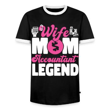 Accountant Bookkeeper Accounting - Men's Ringer Shirt - black/white - Front - AI Model Female 172 light (172cm) & AI Model Male 178 light (178cm)