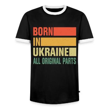 Né en Ukraine - T-shirt contrasté Homme - noir/blanc - Devant - AI Model Female 172 light (172cm) & AI Model Male 178 light (178cm)