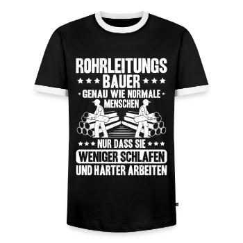 Rohrleitungsbauer Rohrleitungsbau Pipelayer - Männer Kontrast-T-Shirt - Schwarz/Weiß - Vorne - AI Model Female 172 light (172cm) & AI Model Male 178 light (178cm)