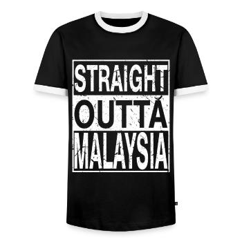 Malaysia Straight outta Malaysia - Men's Ringer Shirt - black/white - Front - AI Model Female 172 light (172cm) & AI Model Male 178 light (178cm)