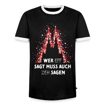 Kölner Dom Rot Weiss Rut Wies Karneval Fasching - Männer Kontrast-T-Shirt - Schwarz/Weiß - Vorne - AI Model Female 172 light (172cm) & AI Model Male 178 light (178cm)
