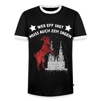 Kölner Dom Rot Weiss Rut Wies Fussball Karnevalist - Männer Kontrast-T-Shirt - Schwarz/Weiß - Vorne - AI Model Female 172 light (172cm) & AI Model Male 178 light (178cm)