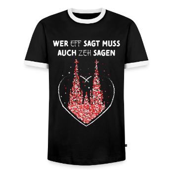 Rot Weiss Rut Wies Dom Kölnerin Kostümersatz Jeck - Männer Kontrast-T-Shirt - Schwarz/Weiß - Vorne - AI Model Female 172 light (172cm) & AI Model Male 178 light (178cm)
