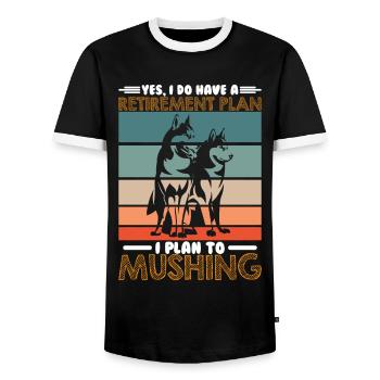 Sled Dog Racing Sled Dogs Gift - Men's Ringer Shirt - black/white - Front - AI Model Female 172 light (172cm) & AI Model Male 178 light (178cm)