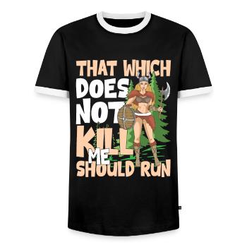 Cool Wikinger Frau Wikinger Spruch - Männer Kontrast-T-Shirt - Schwarz/Weiß - Vorne - AI Model Female 172 light (172cm) & AI Model Male 178 light (178cm)