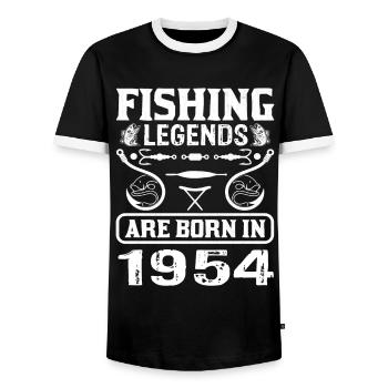 Fishing Legends Are Born In 1954 - Männer Kontrast-T-Shirt - Schwarz/Weiß - Vorne - AI Model Female 172 light (172cm) & AI Model Male 178 light (178cm)
