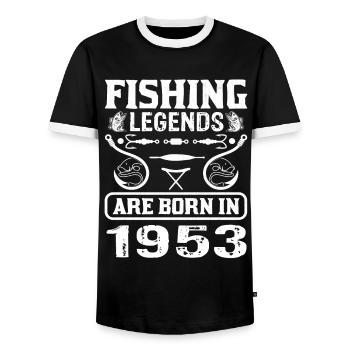 Fishing Legends Are Born In 1953 - Männer Kontrast-T-Shirt - Schwarz/Weiß - Vorne - AI Model Female 172 light (172cm) & AI Model Male 178 light (178cm)