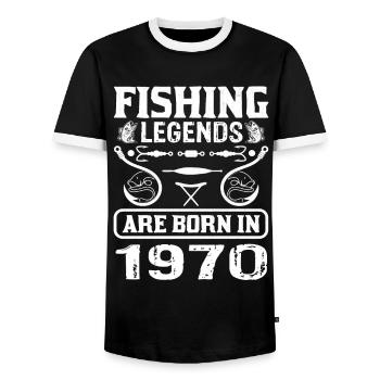 Fishing Legends Are Born In 1970 - Männer Kontrast-T-Shirt - Schwarz/Weiß - Vorne - AI Model Female 172 light (172cm) & AI Model Male 178 light (178cm)