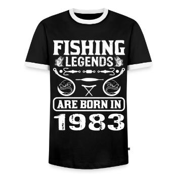 Fishing Legends Are Born In 1983 - Männer Kontrast-T-Shirt - Schwarz/Weiß - Vorne - AI Model Female 172 light (172cm) & AI Model Male 178 light (178cm)