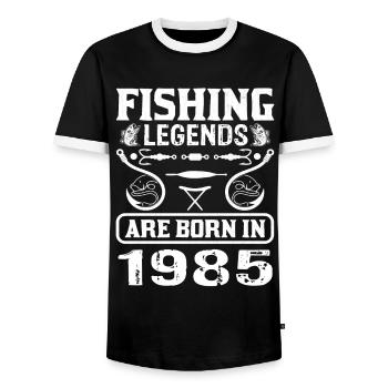 Fishing Legends Are Born In 1985 - Männer Kontrast-T-Shirt - Schwarz/Weiß - Vorne - AI Model Female 172 light (172cm) & AI Model Male 178 light (178cm)