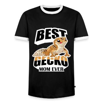 Gecko - Men's Ringer Shirt - black/white - Front - AI Model Female 172 light (172cm) & AI Model Male 178 light (178cm)