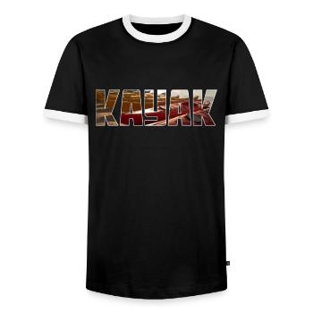 kayak - Männer Kontrast-T-Shirt - Schwarz/Weiß - Vorne - AI Model Female 172 light (172cm) & AI Model Male 178 light (178cm)