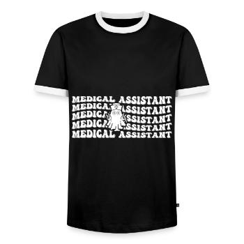 Assistant médical Spooky Ghost Repeat - T-shirt contrasté Homme - noir/blanc - Devant - AI Model Female 172 light (172cm) & AI Model Male 178 light (178cm)