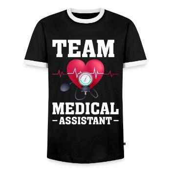 Rythme cardiaque de l’assistant médical de l’équipe - T-shirt contrasté Homme - noir/blanc - Devant - AI Model Female 172 light (172cm) & AI Model Male 178 light (178cm)
