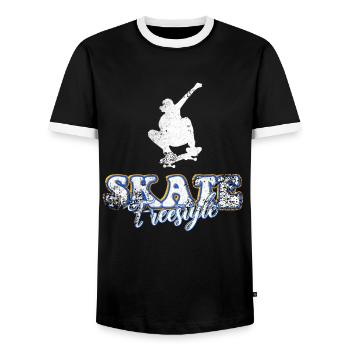 Skateboard Freestyle - Männer Kontrast-T-Shirt - Schwarz/Weiß - Vorne - AI Model Female 172 light (172cm) & AI Model Male 178 light (178cm)