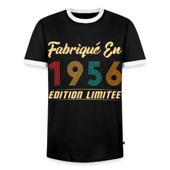 Fabriqué en 1956 Édition limitée Cadeau - T-shirt contrasté Homme - noir/blanc - Devant - AI Model Female 172 light (172cm) & AI Model Male 178 light (178cm)