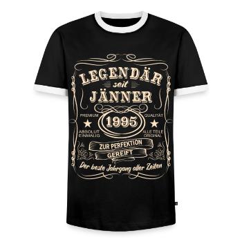 Légendes Janvier 1995 Né en 1995 - T-shirt contrasté Homme - noir/blanc - Devant - AI Model Female 172 light (172cm) & AI Model Male 178 light (178cm)