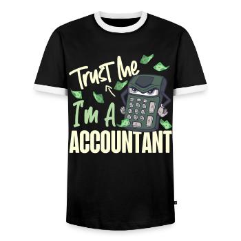Accountant Bookkeeper Accounting - Männer Kontrast-T-Shirt - Schwarz/Weiß - Vorne - AI Model Female 172 light (172cm) & AI Model Male 178 light (178cm)