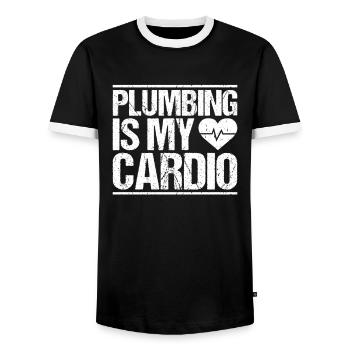 Usine mécanicien plombier plombier chauffage sanitaire - T-shirt contrasté Homme - noir/blanc - Devant - AI Model Female 172 light (172cm) & AI Model Male 178 light (178cm)