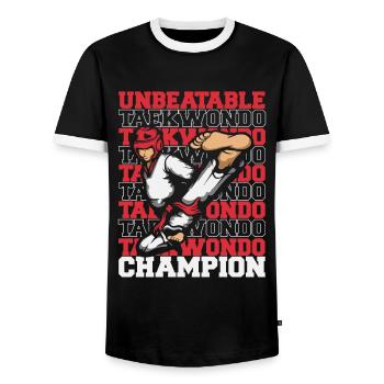 Taekwondo Champion - Men's Ringer Shirt - black/white - Front - AI Model Female 172 light (172cm) & AI Model Male 178 light (178cm)