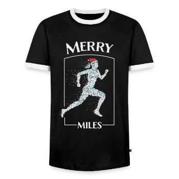 Jogging Joggers Running Santa Claus Hat Christmas Time - Men's Ringer Shirt - black/white - Front - AI Model Female 172 light (172cm) & AI Model Male 178 light (178cm)