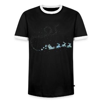 Santa Claus Sleigh Christmas Time Christmas - Men's Ringer Shirt - black/white - Front - AI Model Female 172 light (172cm) & AI Model Male 178 light (178cm)