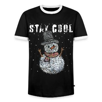 Snowman Snowflakes Winter time December - Men's Ringer Shirt - black/white - Front - AI Model Female 172 light (172cm) & AI Model Male 178 light (178cm)