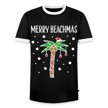 Joyeux Beachmas Palm Beach Sea Holiday Noël - T-shirt contrasté Homme - noir/blanc - Devant - AI Model Female 172 light (172cm) & AI Model Male 178 light (178cm)