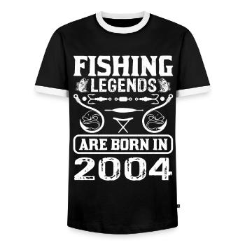 Fishing Legends Are Born In 2004 - Männer Kontrast-T-Shirt - Schwarz/Weiß - Vorne - AI Model Female 172 light (172cm) & AI Model Male 178 light (178cm)