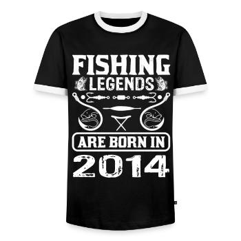 Les légendes de la pêche sont nées en 2014 - T-shirt contrasté Homme - noir/blanc - Devant - AI Model Female 172 light (172cm) & AI Model Male 178 light (178cm)