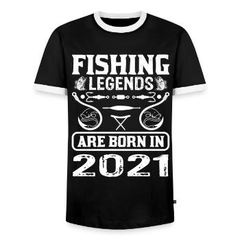 Fishing Legends Are Born In 2021 - Männer Kontrast-T-Shirt - Schwarz/Weiß - Vorne - AI Model Female 172 light (172cm) & AI Model Male 178 light (178cm)