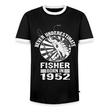 Ne sous-estimez jamais Fisher né en 1952 - T-shirt contrasté Homme - noir/blanc - Devant - AI Model Female 172 light (172cm) & AI Model Male 178 light (178cm)