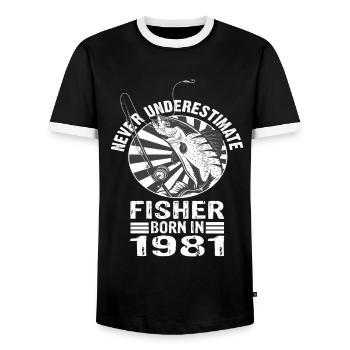 Ne sous-estimez jamais Fisher né en 1981 - T-shirt contrasté Homme - noir/blanc - Devant - AI Model Female 172 light (172cm) & AI Model Male 178 light (178cm)