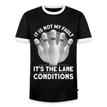Lustiges Bowling - Männer Kontrast-T-Shirt - Schwarz/Weiß - Vorne - AI Model Female 172 light (172cm) & AI Model Male 178 light (178cm)