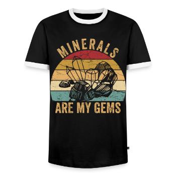 Funny geologist on a stone hunt - Men's Ringer Shirt - black/white - Front - AI Model Female 172 light (172cm) & AI Model Male 178 light (178cm)