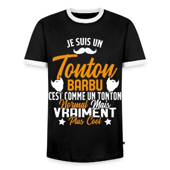 Tonton Barbu Humour Cadeau Onlce - T-shirt contrasté Homme - noir/blanc - Devant - AI Model Female 172 light (172cm) & AI Model Male 178 light (178cm)