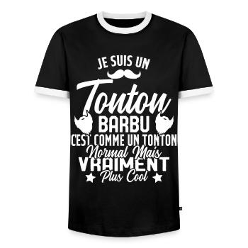 Tonton Barbu Humour Cadeau Onlce - T-shirt contrasté Homme - noir/blanc - Devant - AI Model Female 172 light (172cm) & AI Model Male 178 light (178cm)
