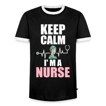 Keep Calm I' M A Nurse Heartbeat Doctor Health - Männer Kontrast-T-Shirt - Schwarz/Weiß - Vorne - AI Model Female 172 light (172cm) & AI Model Male 178 light (178cm)