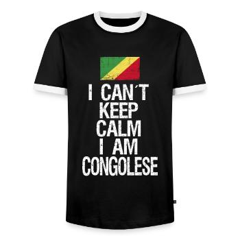 I can not Keep Calm I am Kongolese - Männer Kontrast-T-Shirt - Schwarz/Weiß - Vorne - AI Model Female 172 light (172cm) & AI Model Male 178 light (178cm)