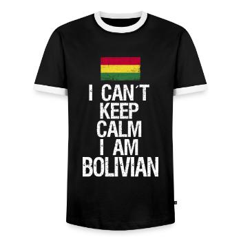 I can not Keep Calm I am Bolivian - Men's Ringer Shirt - black/white - Front - AI Model Female 172 light (172cm) & AI Model Male 178 light (178cm)