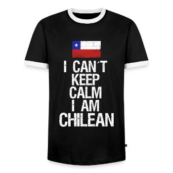 Je ne peux pas rester calme Je suis Chilien - T-shirt contrasté Homme - noir/blanc - Devant - AI Model Female 172 light (172cm) & AI Model Male 178 light (178cm)